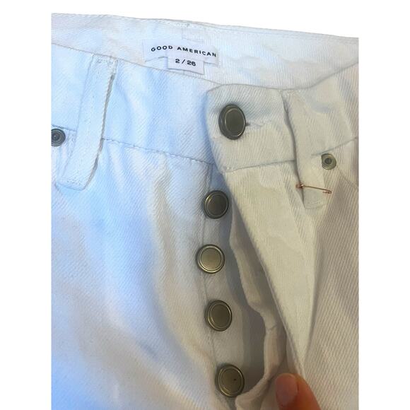 Good American Good Boy Ankle Wrap Pants White Denim Curvy Jeans | Sz 2 / 26 NEW! - Picture 8 of 12